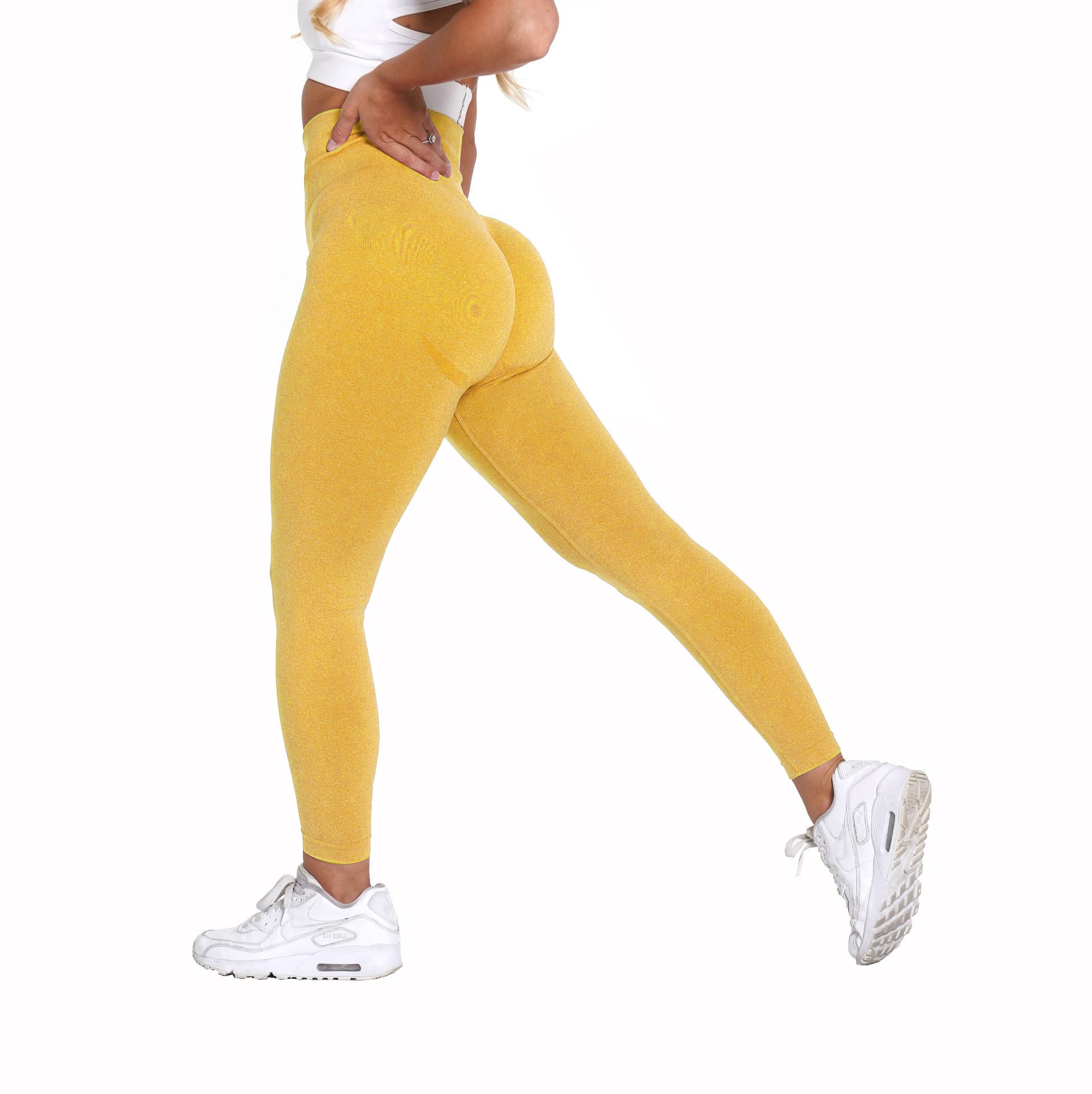 Gifts for Mom,Fitness Sports Stretch High Waist Skinny Sexy Yoga Pants With  Pockets Yellow L